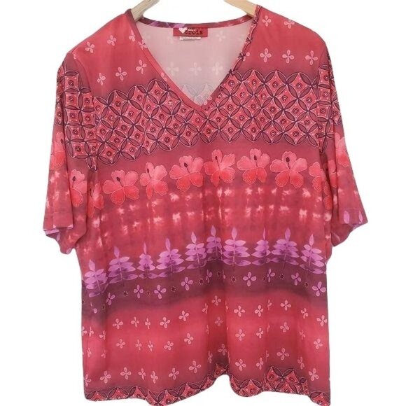 Un Deux Trois  | Floral Short Sleeve Blouse - Picture 1 of 7